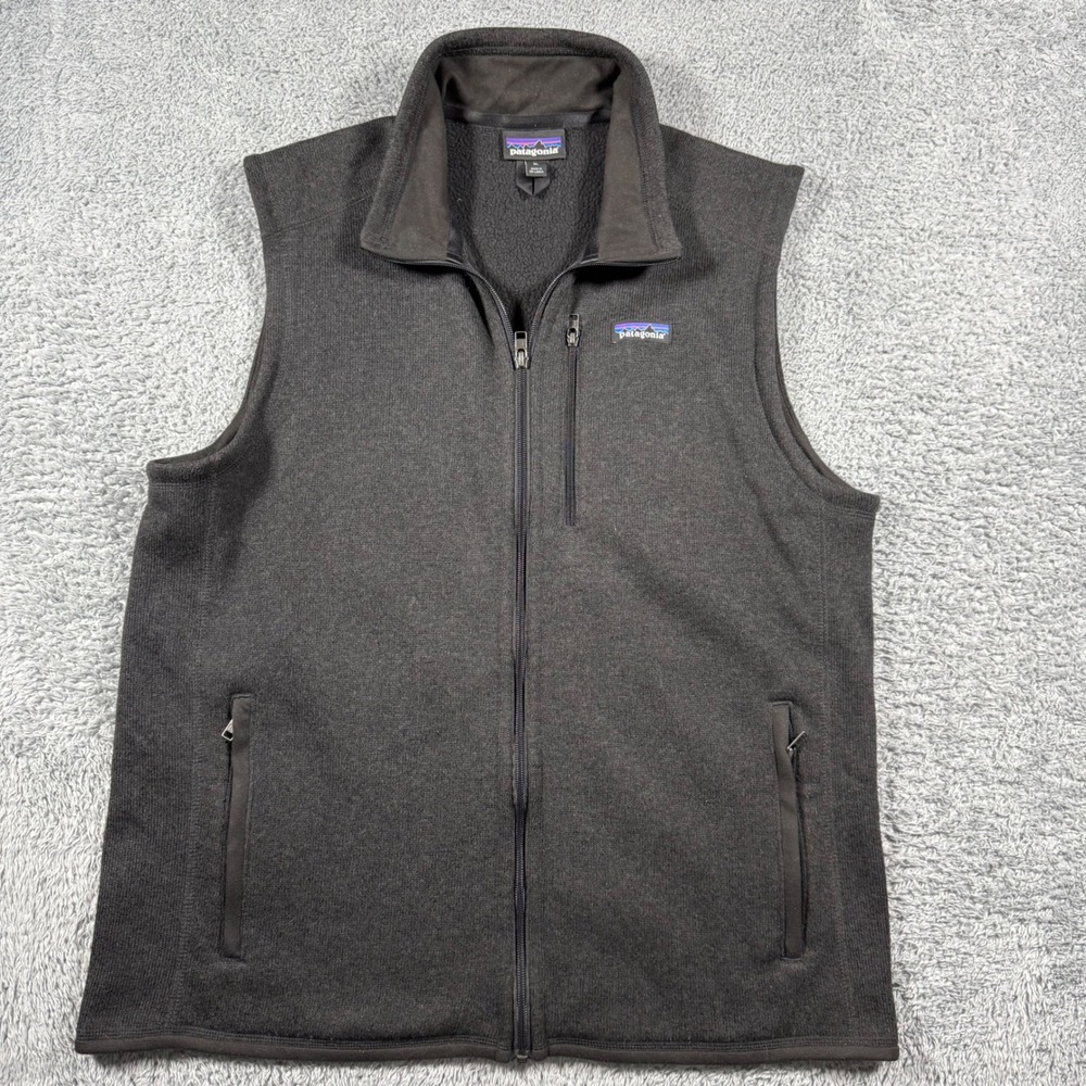Patagonia Better Sweater Vest Mens XL Black Full Zip Fleece 25882 Zip Pocket